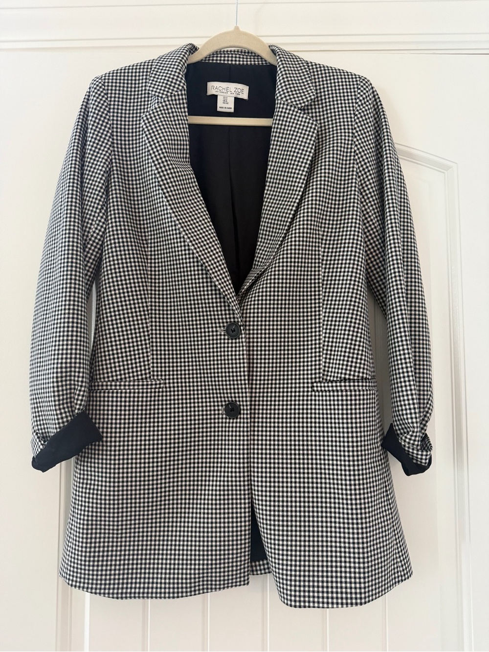 Rachel Zoe Oversized Black & White Gingham Blazer, Lined, Size 2